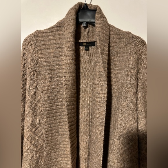 Frye Women's Brown Collar Open Knit Cardigan Sweater - Size L - Picture 6 of 12